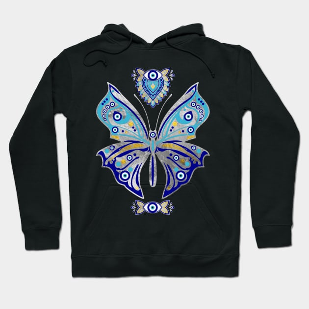 Butterfly Evil Eye Ornament Hoodie by Nartissima